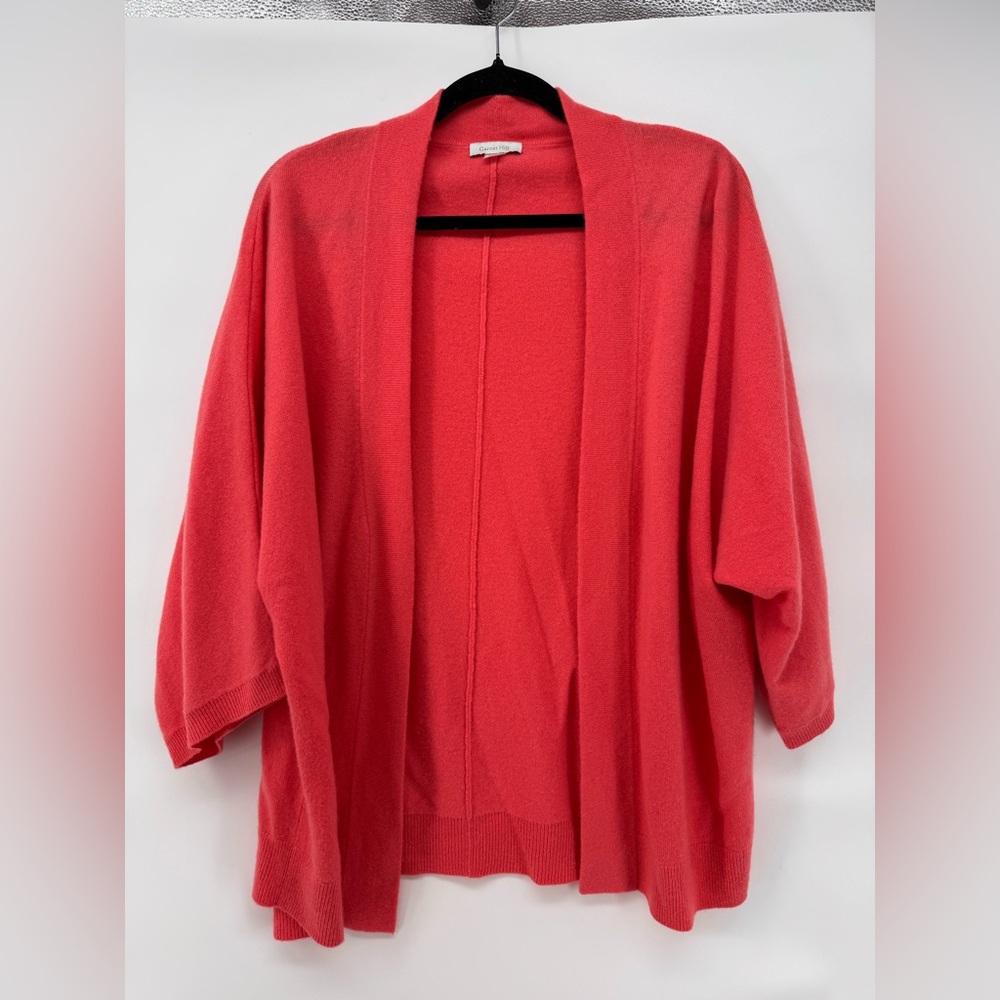 Garnet Hill Women's Cardigan in Coral Red